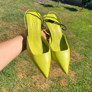 Zara green kitten heel